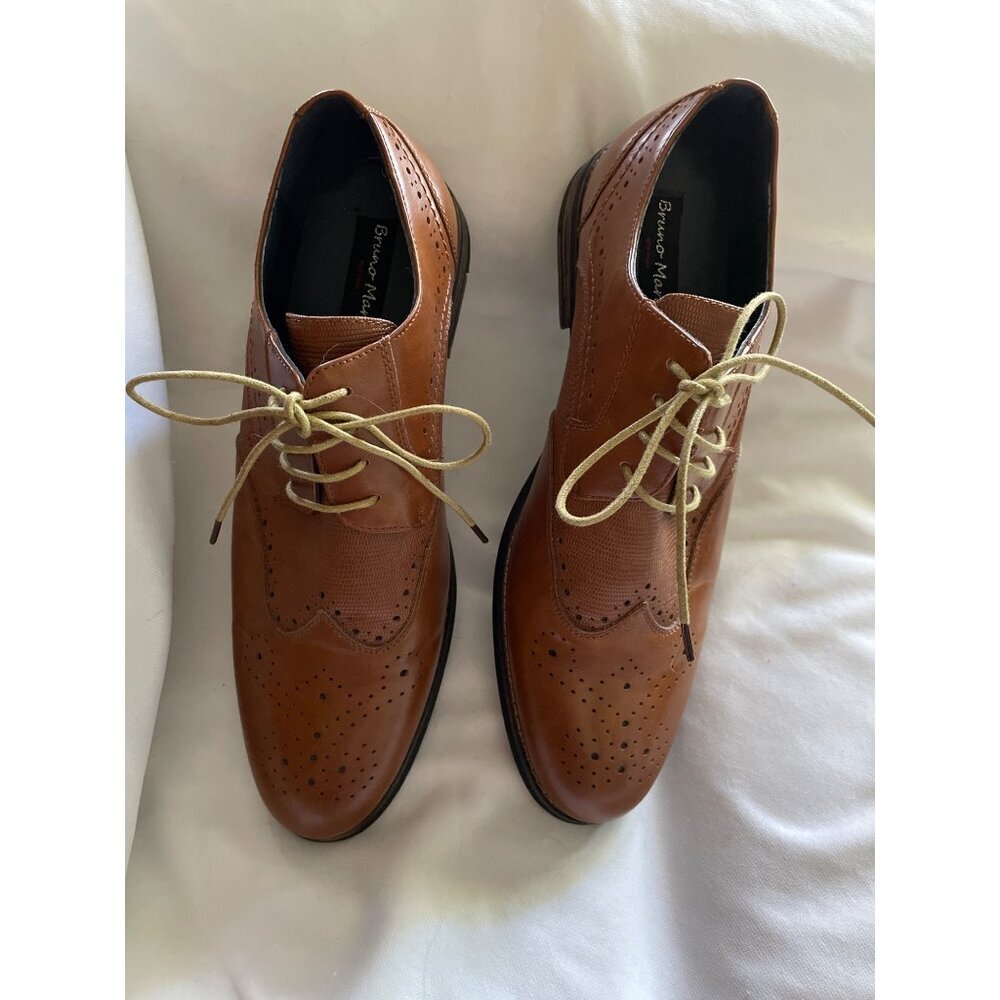 Bruno Marc Mens Brown Oxford Dress Shoes Size 12 Leather Upper & Rubber Sole Flo